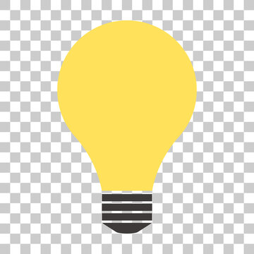 An icon of a light bulb with a transparent background. Vector that can represent inspiration or hint.
