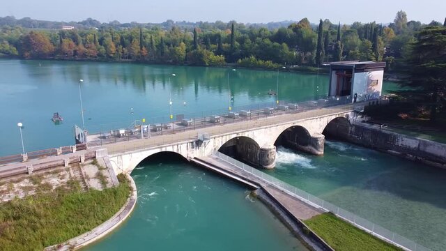 An aerial view of the Mehmed Pasa Sokolovic Bridge
