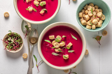 Red borsch soup as a classic Polish soup.