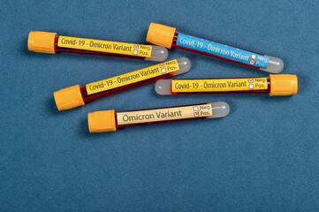 variant of covid-19 Omicron, written on blood collection tube, new sepa concept