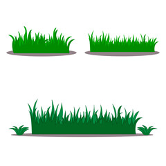 Green grass border variety on white background