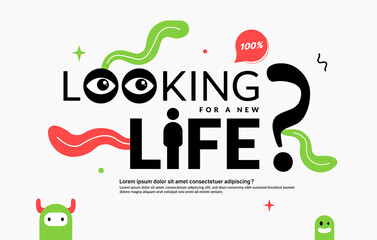 Naklejka premium Looking for a new life lettering design, Key success of business concept. Looking forward to find new opportunity of life