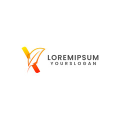 letter x feather logo design