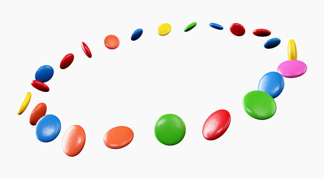 Colorful Candies Flying Around; A 3D Illustration