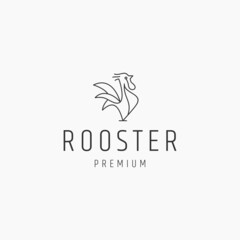 Fototapeta premium Rooster line art logo icon design template
