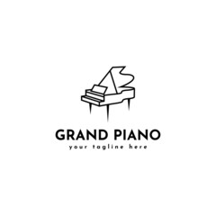 Obraz premium Grand piano logo design template design in line art style