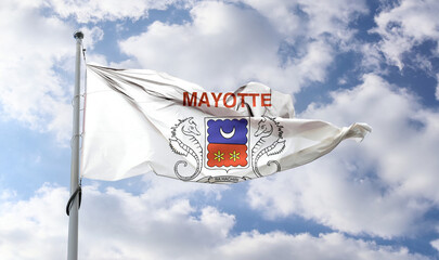 Mayotte flag - realistic waving fabric flag.