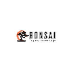 vector illustration of a bonsai logo. modern bonsai tree logo