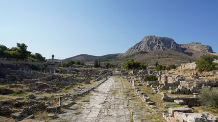 Ancient Corinth Lechaion Road During the Day