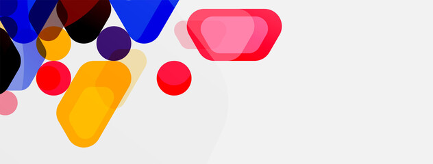 Color bubbles and rounded geometric shapes on white. Vector geometric minimal abstract background for wallpaper, banner, background, landing page