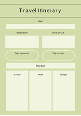 Brown Beige Minimalist Travel Itinerary Planner
