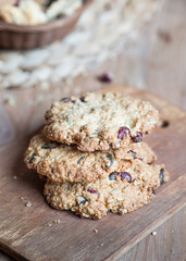 Oatmeal cookies with seeds, nuts and cranberries