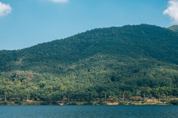Ogyeonji Pond Songhae Park and mountain in Daegu, Korea