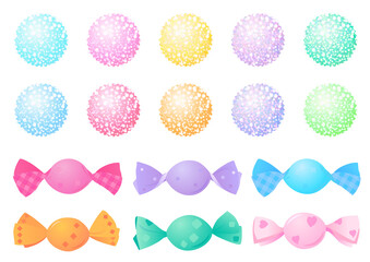 カラフルなザラメ玉とキャンディー包み