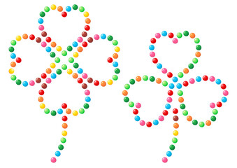 カラフルなマーブルチョコのクローバー