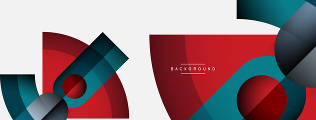 Geometric abstract background. Round shapes, circles, lines composition for wallpaper banner background or landing page