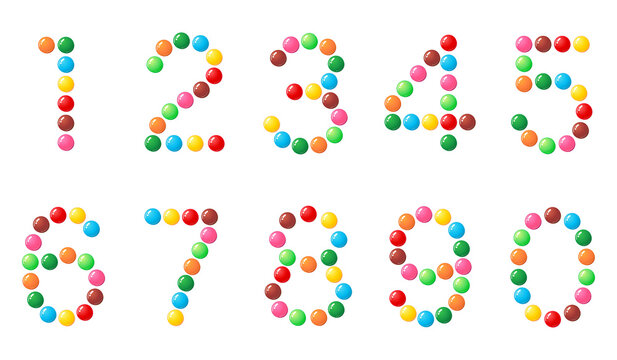 カラフルなマーブルチョコの数字
