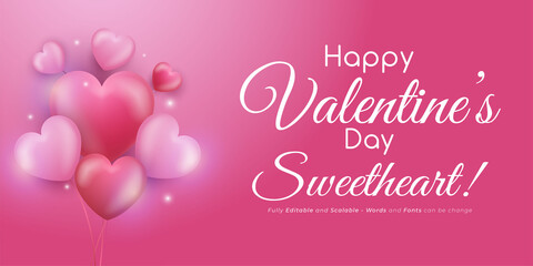 Realistic editable romantic Valentines day wishes vector design