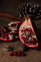 Pomegranate on a Wooden Background
