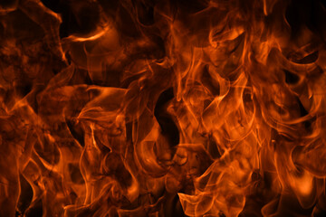 Fire flame isolate on black background. Burn flames, abstract texture. Art design for fire pattern, flame texture.