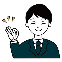 OKサインを出すスーツを着た男性会社員
