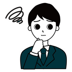 困惑するスーツを着た男性会社員