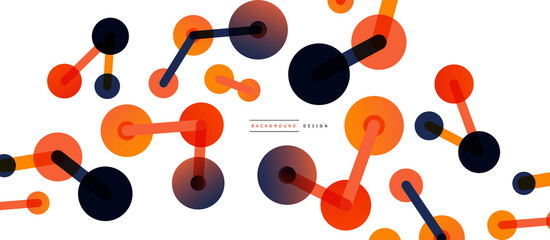 Abstract background. Round dots connected by lines. Trendy techno business template for wallpaper, banner, background or landing