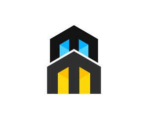 Modern building with M letter initial