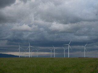 Wind Turbines Under Cloudy Skies in Montana