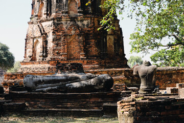 Ancient ruins of Wat Mahathat at Ayutthaya Historical Park, Ayutthaya,Thailand, Declared as World Heritage Site by UNESCO.