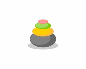 Zen balancing stone with colorful logo