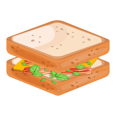 Sandwich with cheese and bacon fast food concept illustration vector