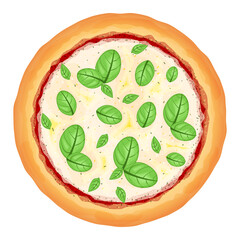 Pizza of basil food illustration vector italian concept fast food