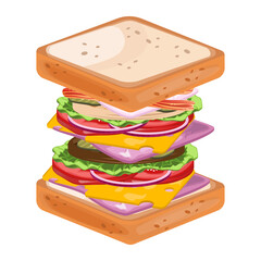 Sandwich concept fast food illustration snack vector