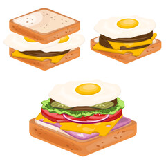 Toast and sandwich food concept meal illustration vector
