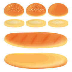 Set of breads concept food snack and sandwich burger vector ilustration