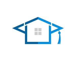 Graduation hat with simple house inside