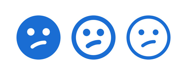 Upset emotion. Worried emoji vector illustration.