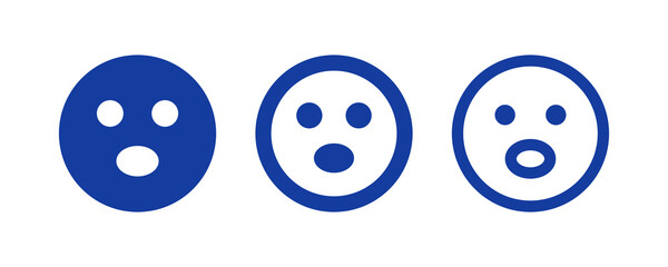 Wow emoji. Excited face emotion. Surprise emotion icon set.