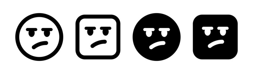 Upset emoji. Annoyed emoticon vector illustration.
