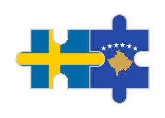 puzzle pieces of sweden and kosovo flags. vector illustration isolated on white background