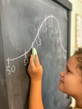Homeschooling: young girl studying arithmetic