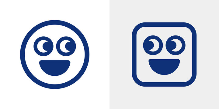 Amusing Smiley Looking To The Side With Open Smile. Vector Icon Illustration.