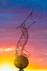 Beacon of Hope, the steal statue in Thanksgiving Square - obrazy, fototapety, plakaty