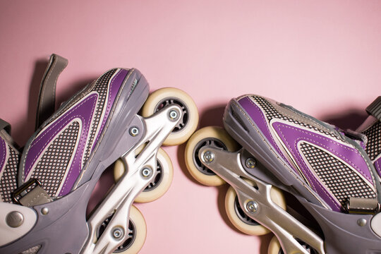 Close-up Shot Of A Pair Of Purple Skates