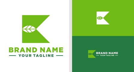 LETTER K LOGO LEAF NEGATIVE SPACE EDITABLE