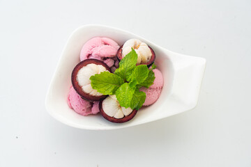 mangosteen ice-cream with fresh mangosteen