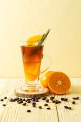 black coffee with orange and lemon juice
