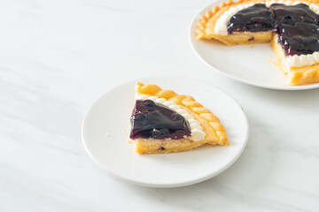 Blueberry Cheese Pie on white plate