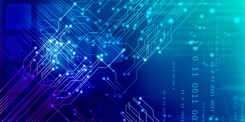 2d illustration Abstract futuristic electronic circuit technology background
